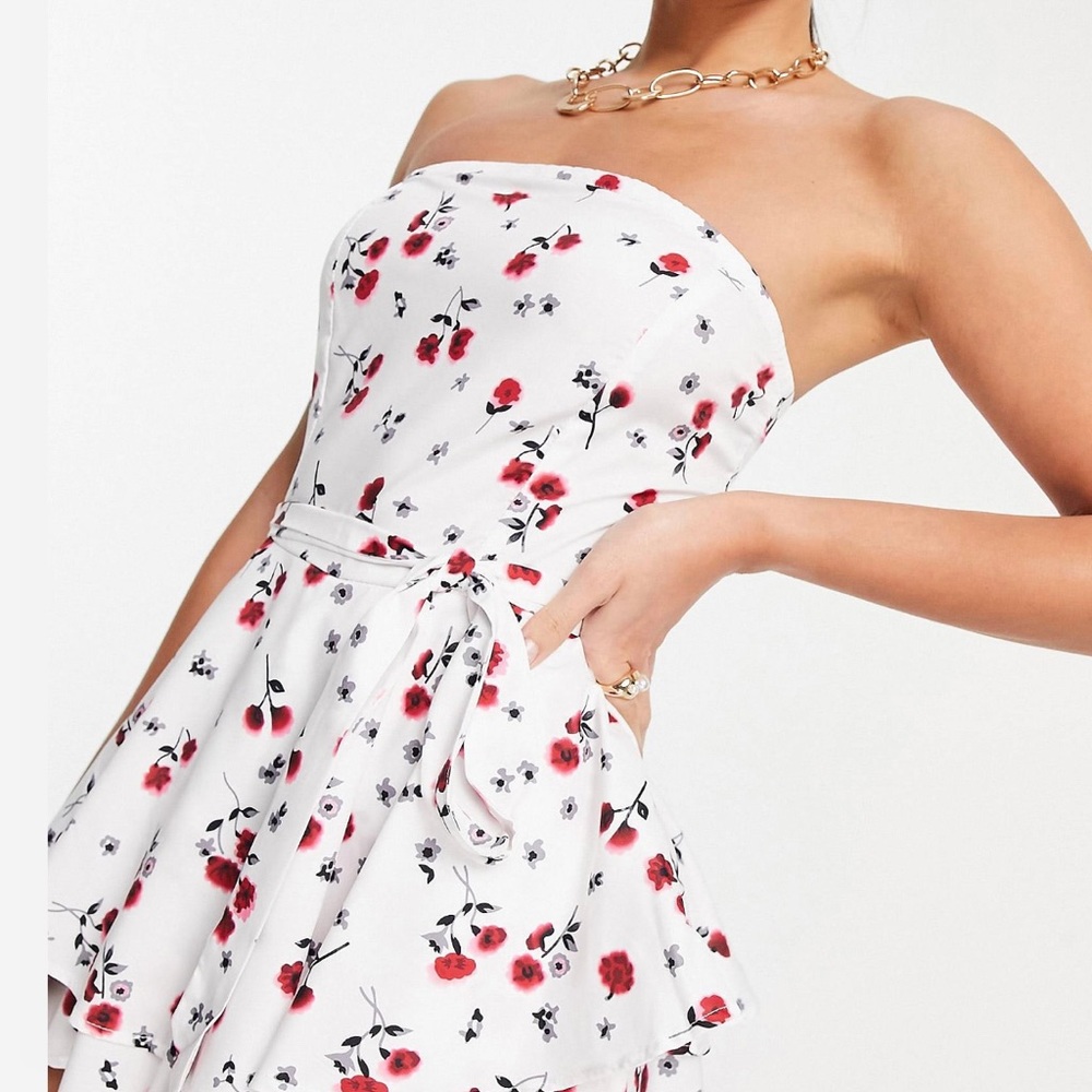 New Beautiful Parisian Tall Bandeau frill detail romper summer floral print s 4.